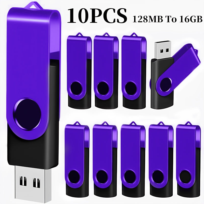 Purple USB 2.0 Flash Drives - High-Speed Swivel Design Memory Set, Purple