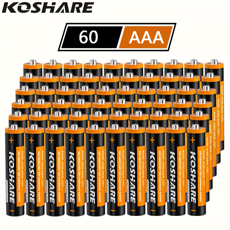KOSHARE AAA Carbon Batteries, 1.5V, Available in Packs of 20/40/60pcs Set