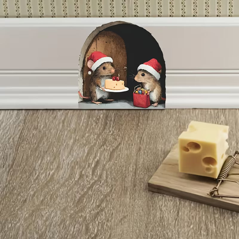 Wall Sticker, Christmas Mouse Hole, Removable Waterproof Set, Pvc