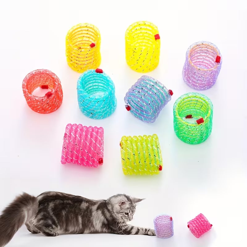2-Pack Pet Cat Toys, Colorful Spring Wire Tube Elastic Cat, Random Color