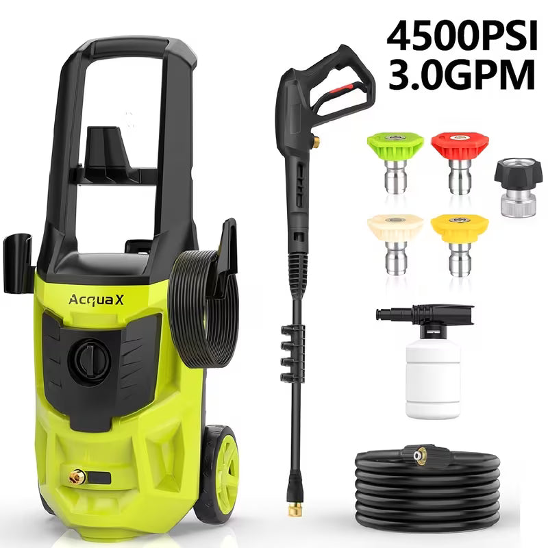 Electric Pressure Washer with Storage Reel, 20FT Hose, 4 Nozzles & Foam Cannon