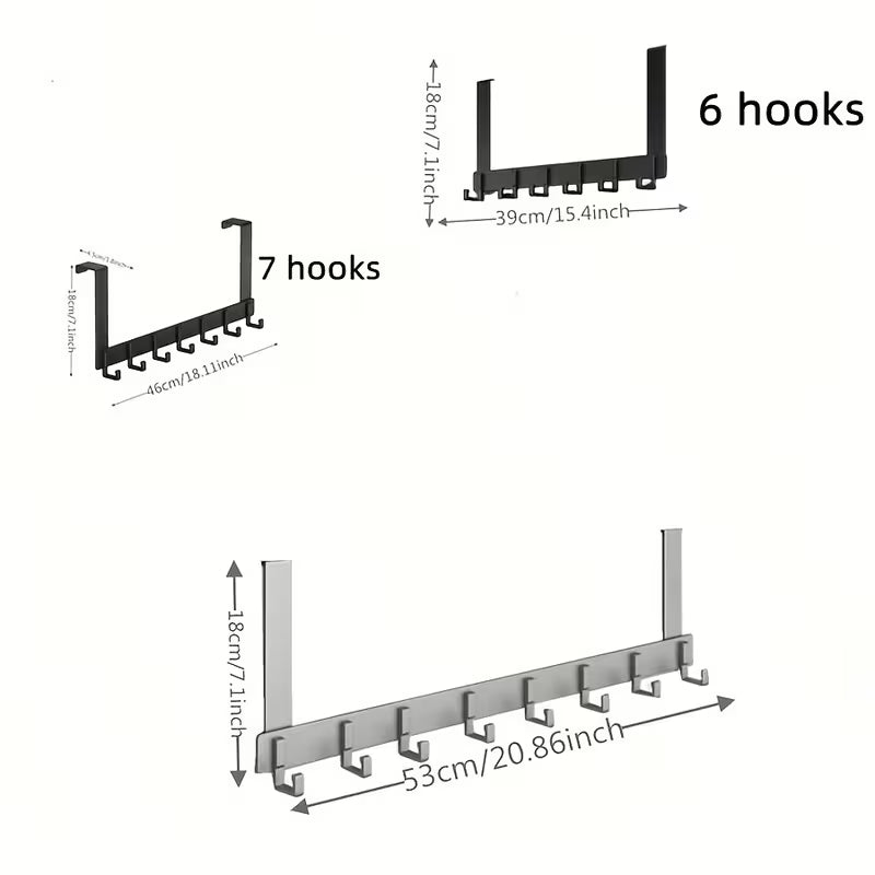 Multi-Hook No-Drill Door Back Hanger Bathroom Kitchen Bedroom
