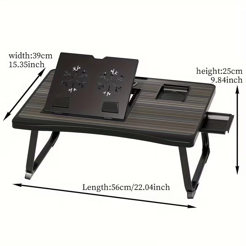 Portable Laptop Bed Table with Cup Holder, Multifunctional Tray Holder with Tablet Card Slot