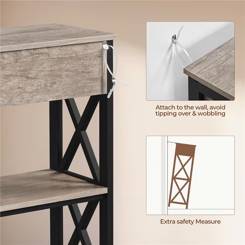 Costoffs Console Table with Drawer and Storage Shelves, 3-Tier Sofa Table