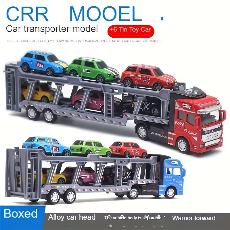 Alloy Double-layer Transport Vehicle with a Set of 6 Small Cars