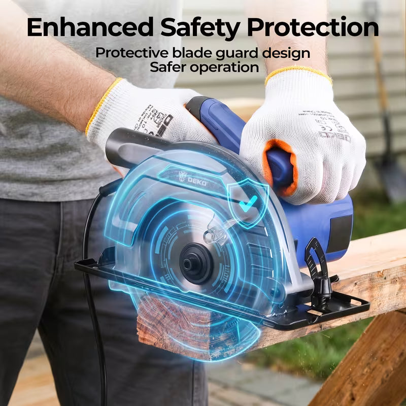 DEKO 7-1/4 Inch Corded Circular Saw, 10Amp 1200W Electric Saw with 5500RPM & 24T TCT Blade