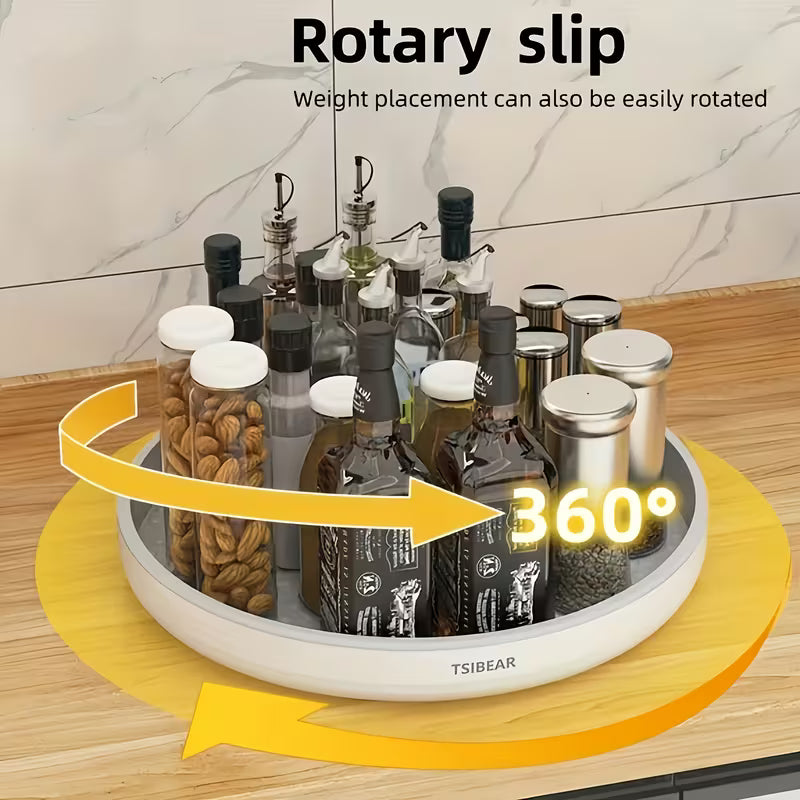 1pc Storage Tray, Single-Layer Rotating Condiment Bottle Storage Rack, Household