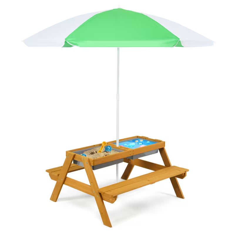 COSTWAY 3-in-1 Kids Picnic Table with Removable All-weather Wooden