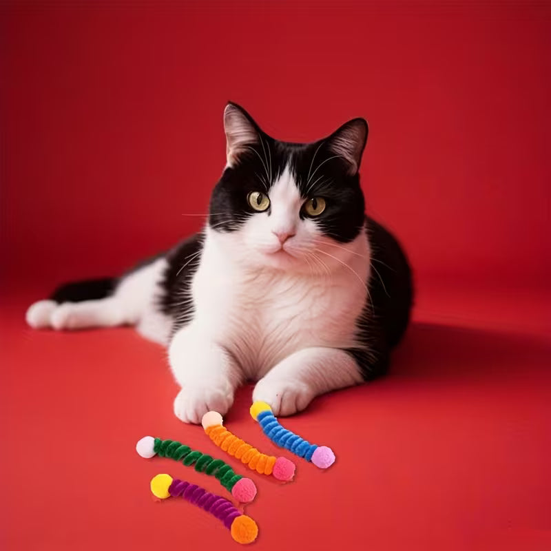 Bite-Resistant Cat Repair Toys - Indoor Elastic Interactive Toys, Battery-Free Set, Polyester, Random Color