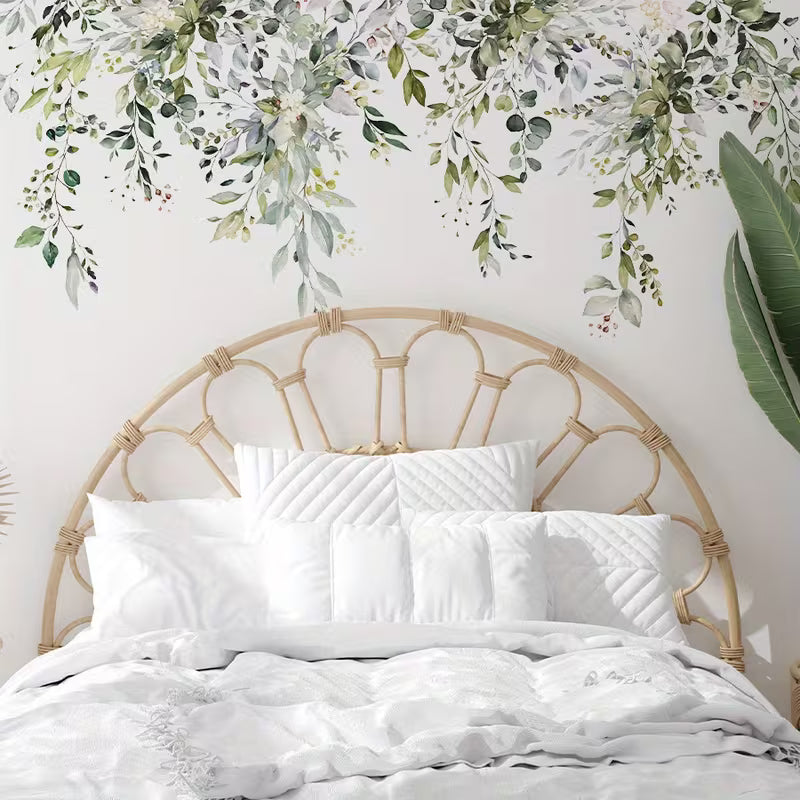 Plant Vine Floral Green Leaf Self-Adhesive Wall Stickers, Green
