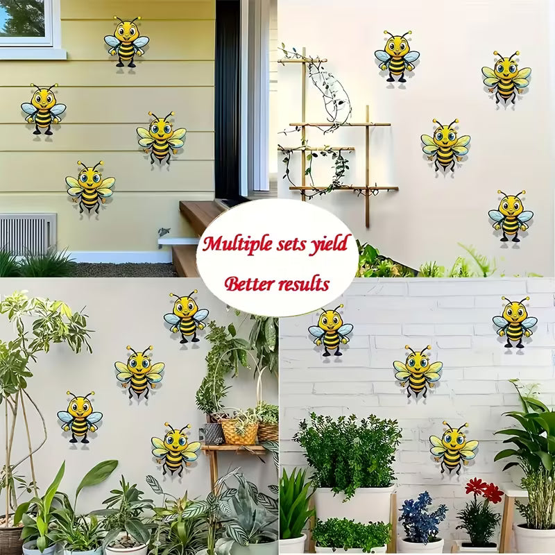 Metal Bee - Outdoor Wall Decor, Durable Iron Set, Metal
