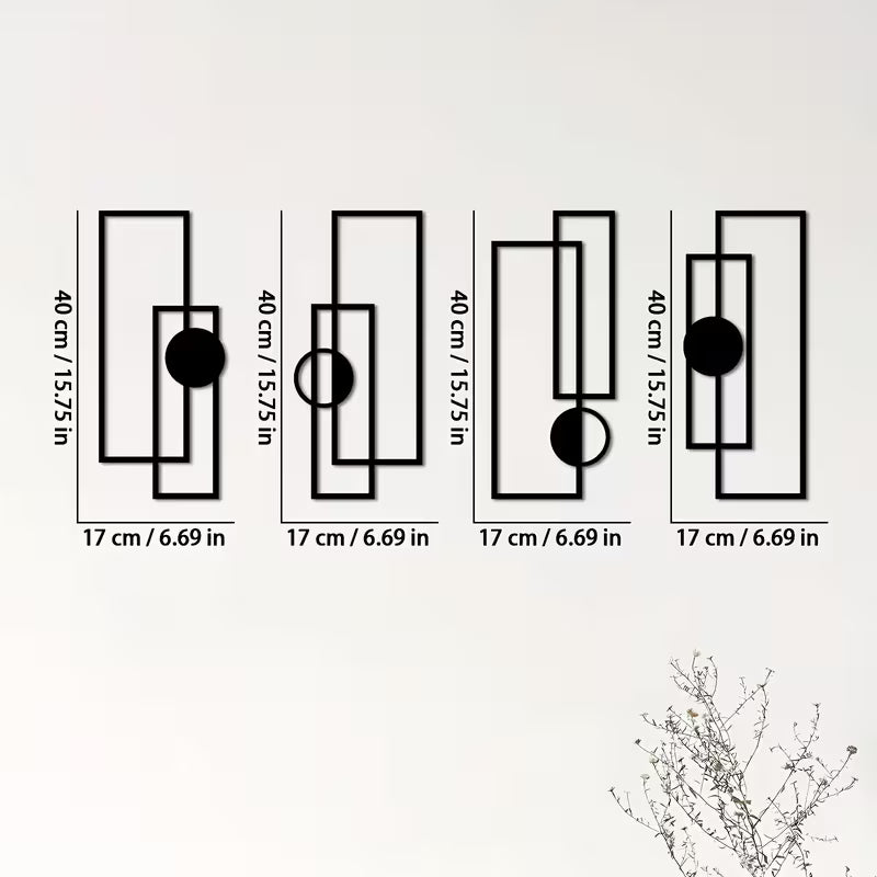 A Set of Four Stylish Metal Signs and Plaques, Designed for Modern Minimalist Decor
