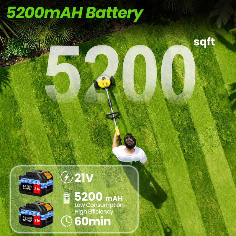 5200mAh Portable Electric Weed Trimmer Cordless Lawn Mower