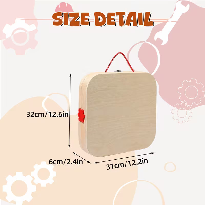 Kids' Wooden Animal Pattern Toolbox Toys with Hand Rope