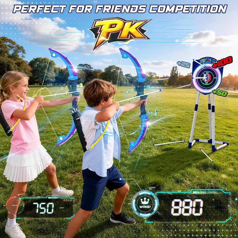 2 Pack LED Bow and Arrow for Kids with Auto Scoring