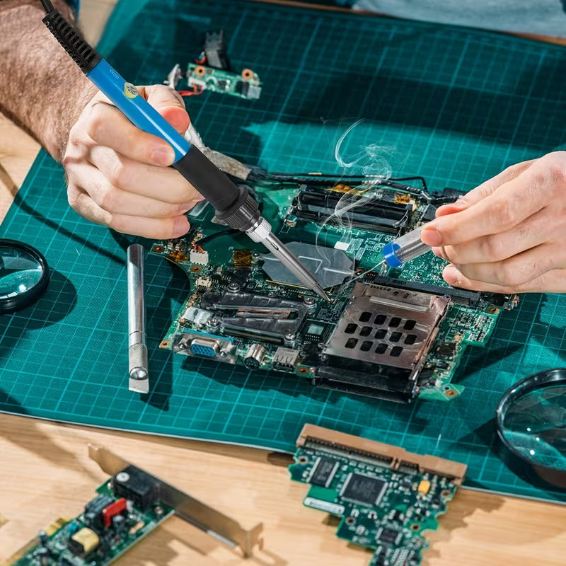 Professional Soldering Set with Adjustable Temperature of 60W, Comes with Various Accessories.