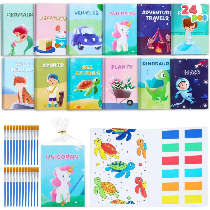 24-Set Water Coloring Books with Pens for Kids