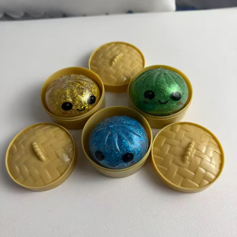 Set of 4 Dumplings + 4 Steamer Glitter, Random Color