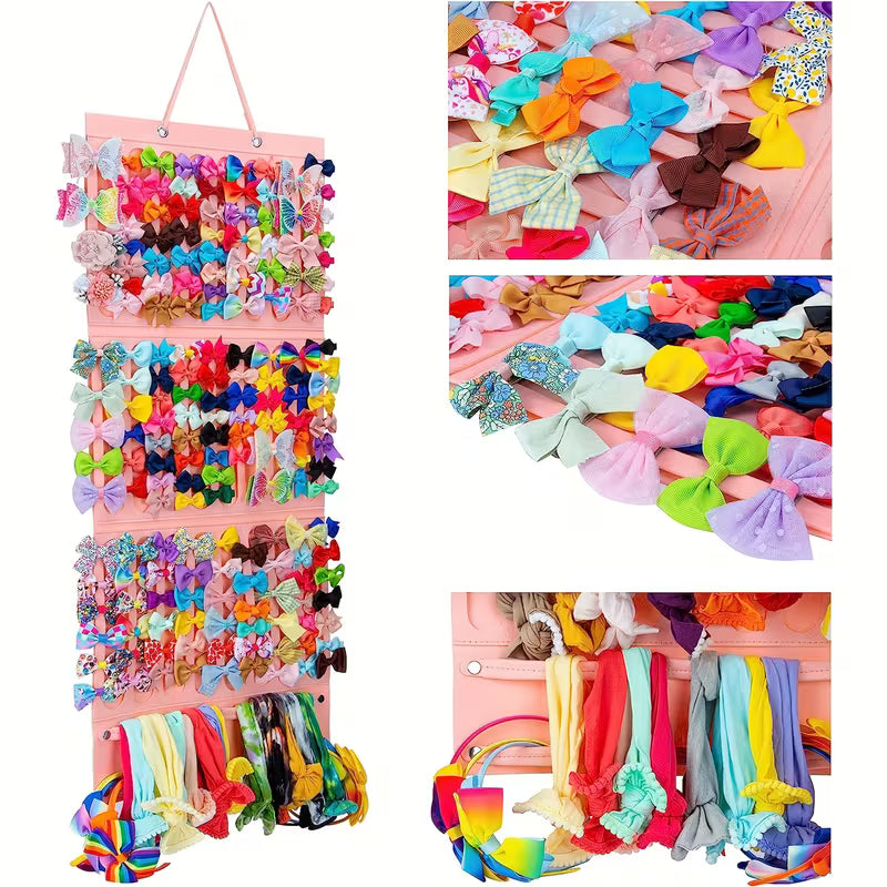 Cute Felt Storage Bag Compatible for Hairpins, Bows, Clips & Headdresses - Solid Color Hanging