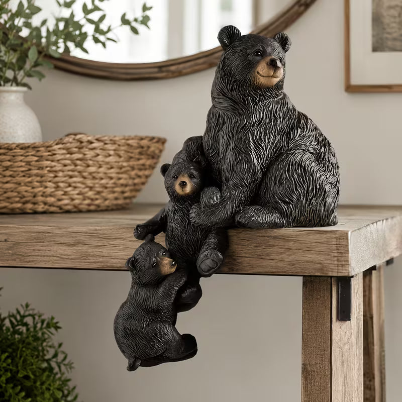 1pc, Exquisite Bear Statue, Stunning Resin Art Decor, Cute Cartoon Bear Sculpture Ornament
