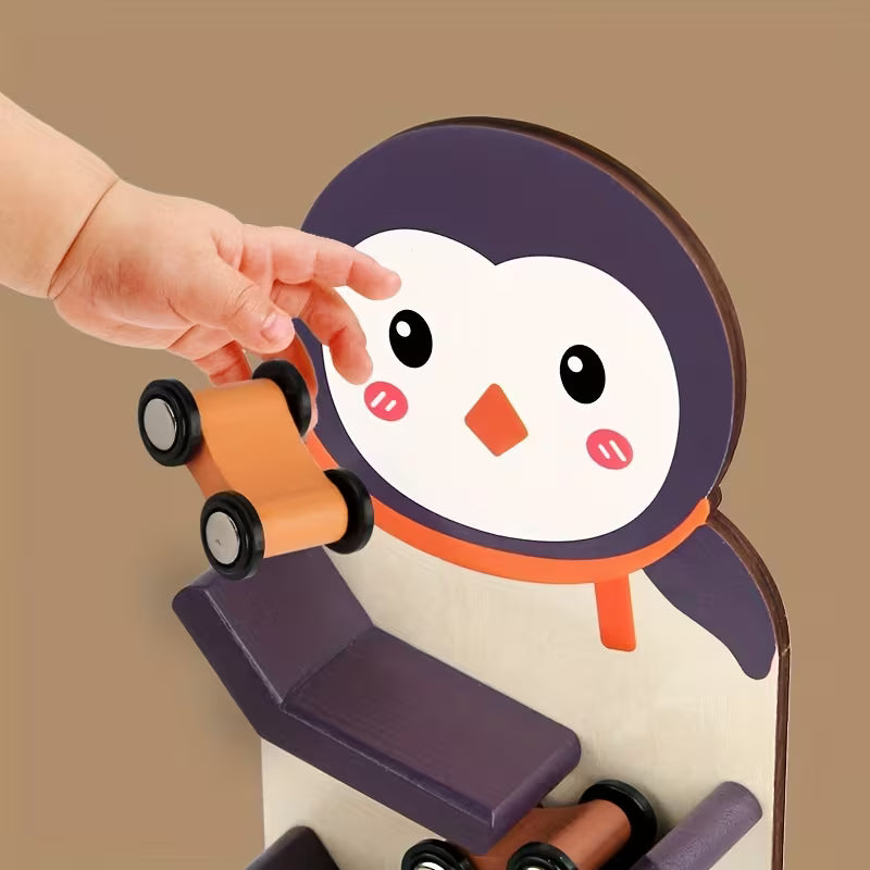 Wooden Animal Sliding Rail Car