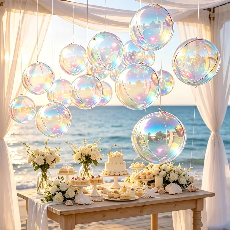 Dreamy Iridescent Transparent 4D Balloon Set, White