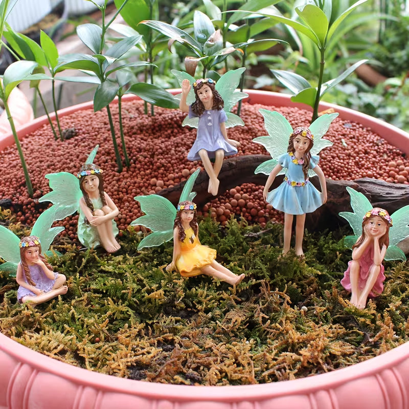 6-Pc Flower Fairy with Various Postures, Fluorescent Wings, Perfectly Integrating The Scene