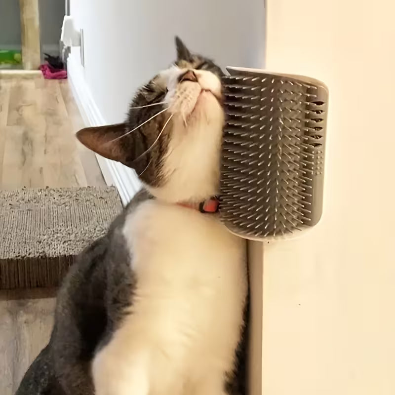 Corner Cat Scratcher - Wall-Mounted Grooming Brush - Itchy Scratching