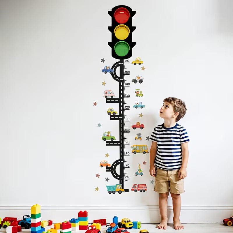 2pcs Cartoon Traffic Light Traffic Track Car Themed Height Measurement Wall Sticker