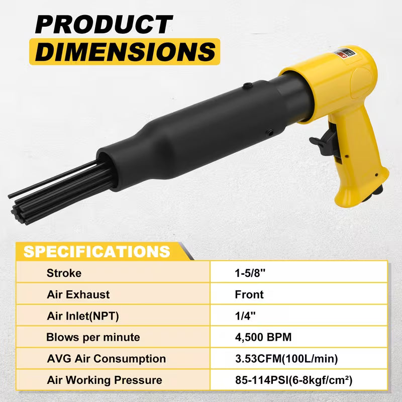 46pcs 150 Type Pneumatic Impact Tool Set, Multifunctional Rust Removal Tool with Additions