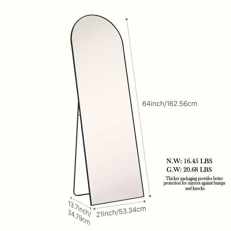 Arched Full Length 64" X 21"/ 59"x16"Mirror, Glass