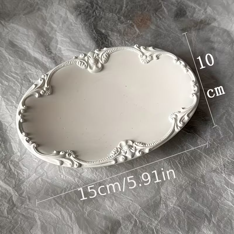 Jewelry Display Tray Creative Styling Gypsum Relief Jewelry Ring Storage Tray European-Style