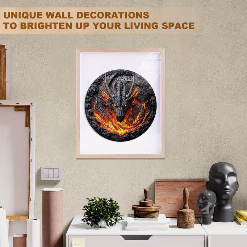 Flame Wall Dragon Wooden Puzzle, Unique Shaped Puzzle Toy, Distinctive, Wooden