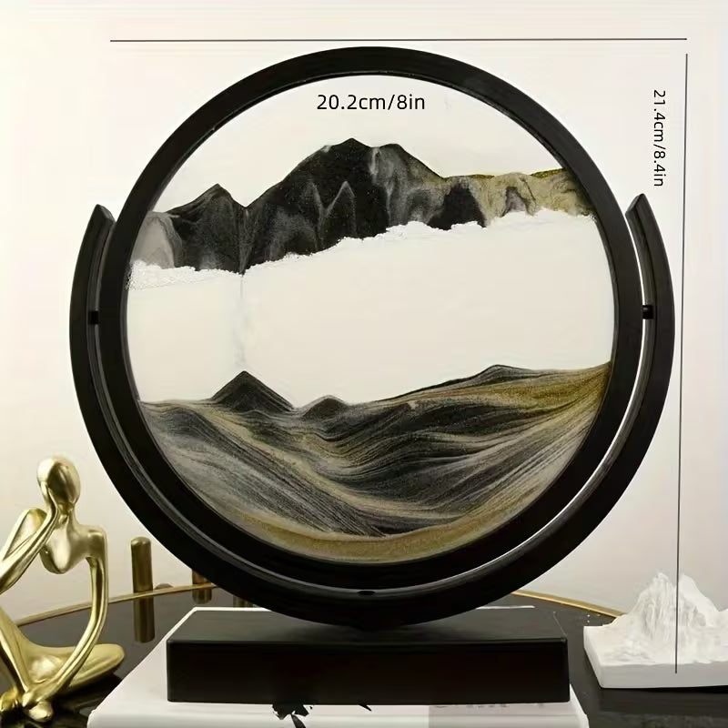 3D Flowing Sand Painting Living Room Hourglass Glass Ornament Graduation Gift, Landscape