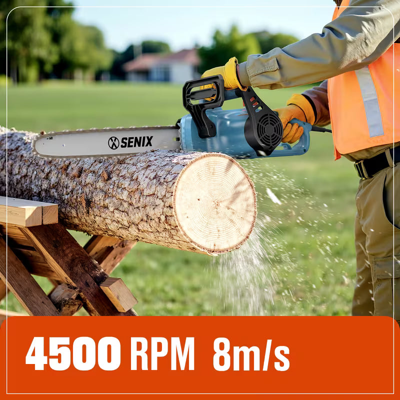 SENIX Electric Chainsaw, 14" Corded Chainsaw, 10 Amp, Wood