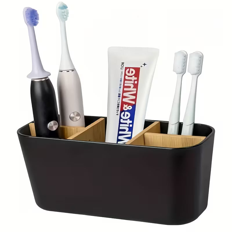 Divided Toothbrush Holder | Durable Freestanding Bathroom Storage Box for Electric