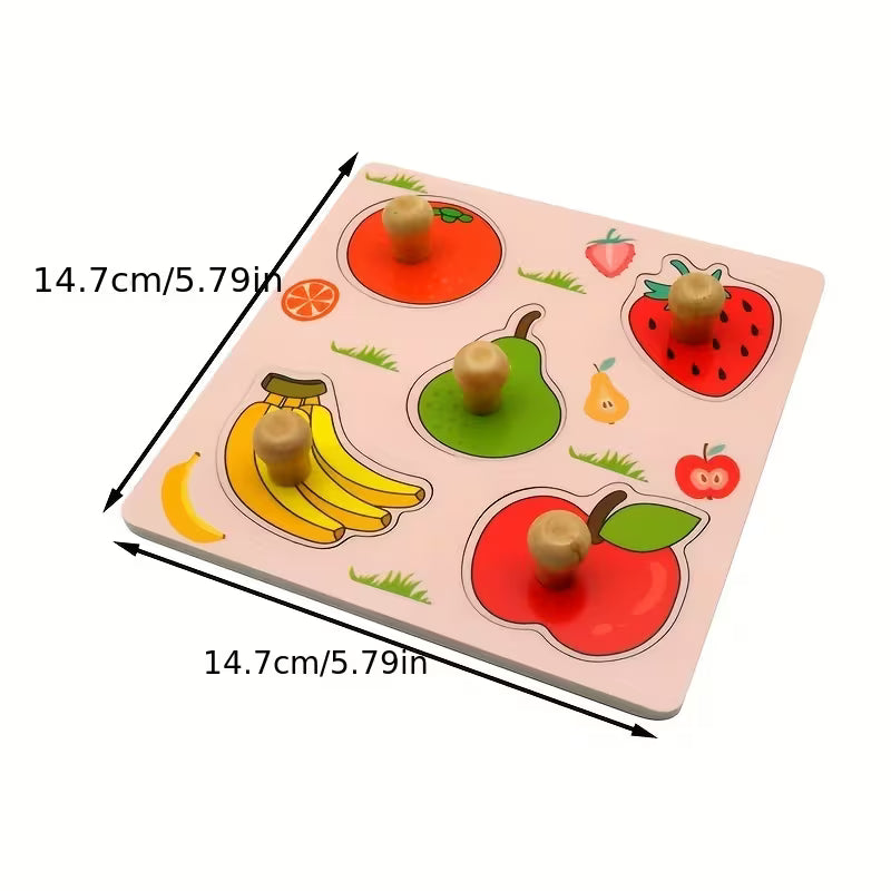 Wooden Peg Puzzles for Toddlers 2+