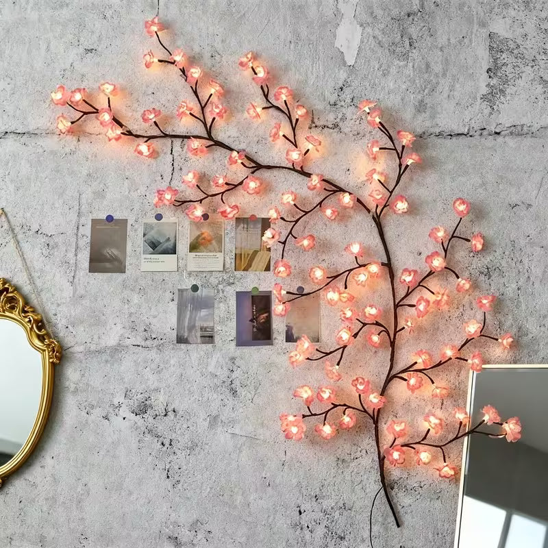 96 LED Cherry Blossom Lights - 48 Bulbs & 48 Flowers - USB Powered with 8 Modes - Indoor