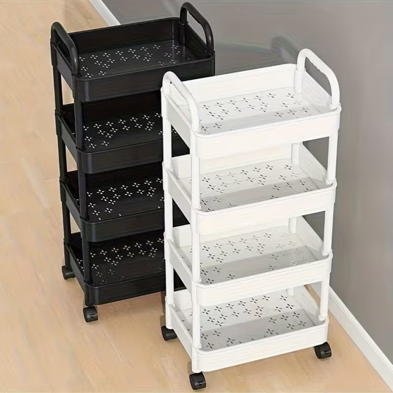 Portable Mobile Storage Cart - Multi-Tier Shelf, Space-Saving