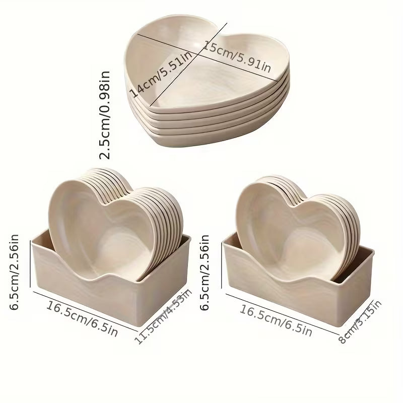 5/10pcs, Heart-shaped Snack and Fruit Tray - Durable Plastic, Suitable for Desserts, Cakes