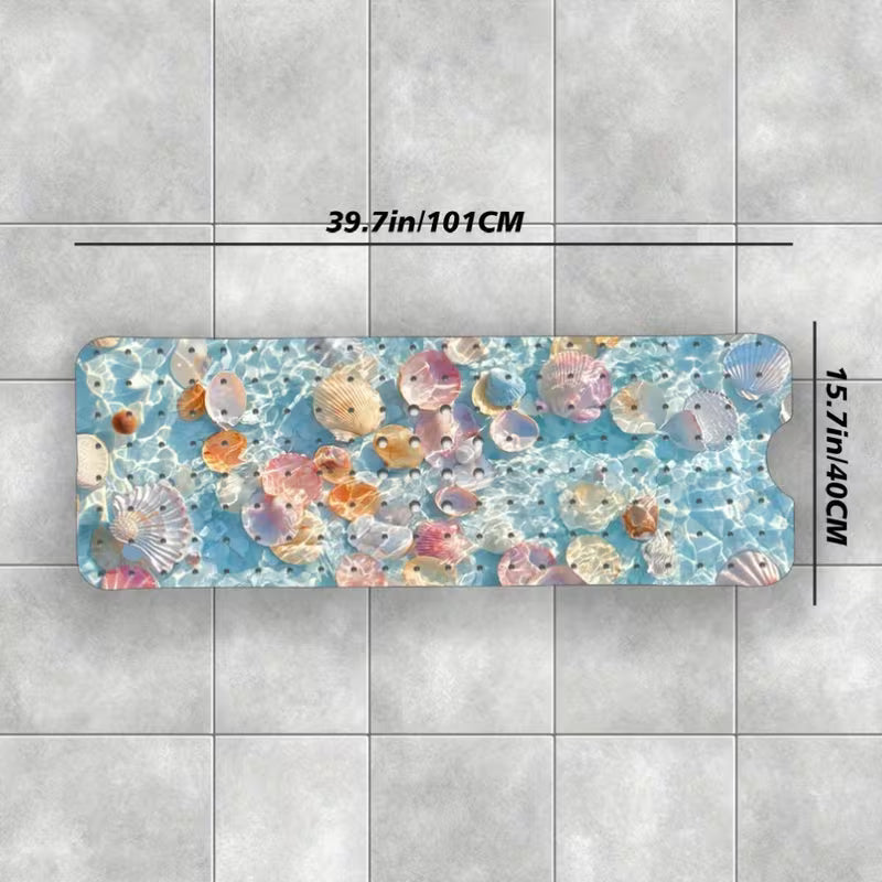 Adult Bathtub Mat Bathtub Mat Blue Seashells Pattern Non-Slip Bath Mat for Family Bathroom Tub Mat