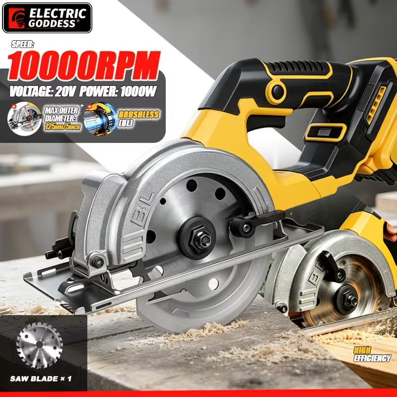 5-Inch 1000W Brushless Cordless Circular Saw, 10000RPM No