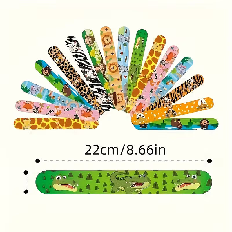 12/36-Piece Slap Bracelets Wristbands for Jungle Safari Party Favors