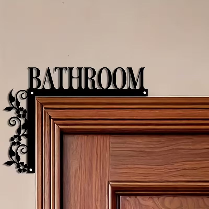 1pc an Elegant Metal Bathroom Door Sign, Wall-Mounted Wrought Iron Decorative Sign