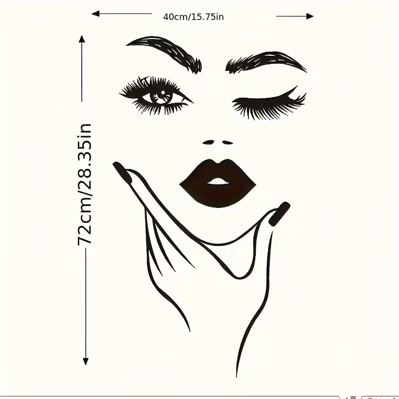 1pc Contemporary Geometric Female Face Art Wall Sticker
