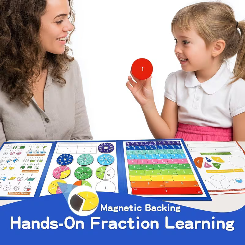 Magnetic Fraction Tiles and Circles Set with Dry Erase Board