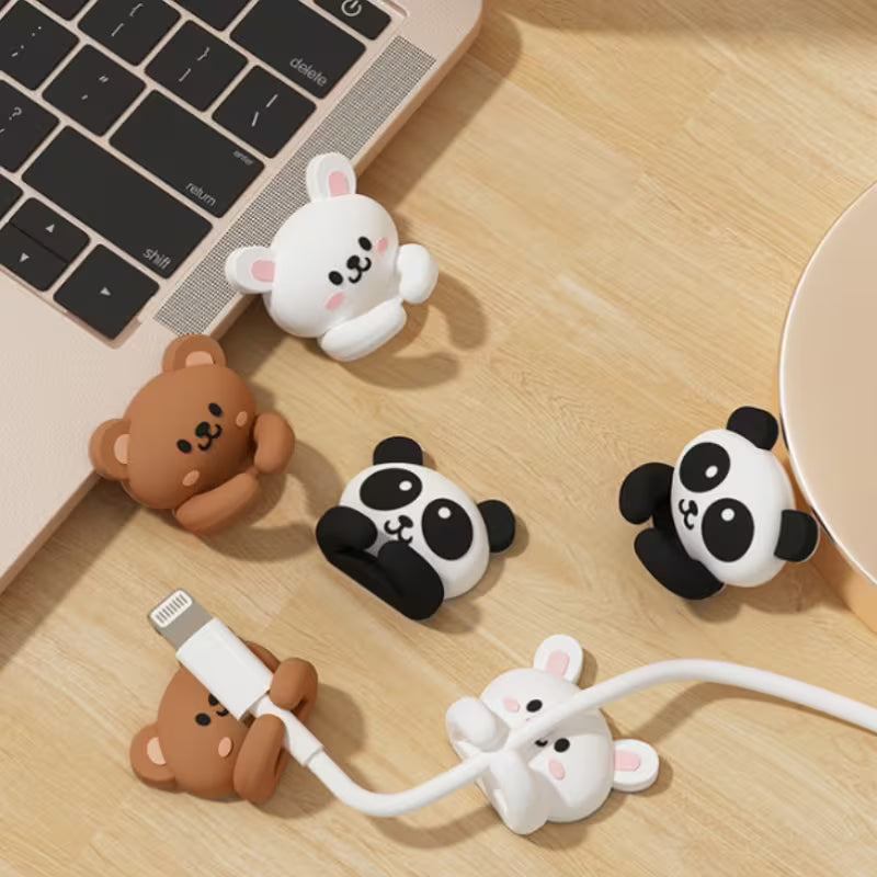 A Set of 2/3 Cute Animal Desktop Multifunctional Wire Organizers And Cable Clips. Practical