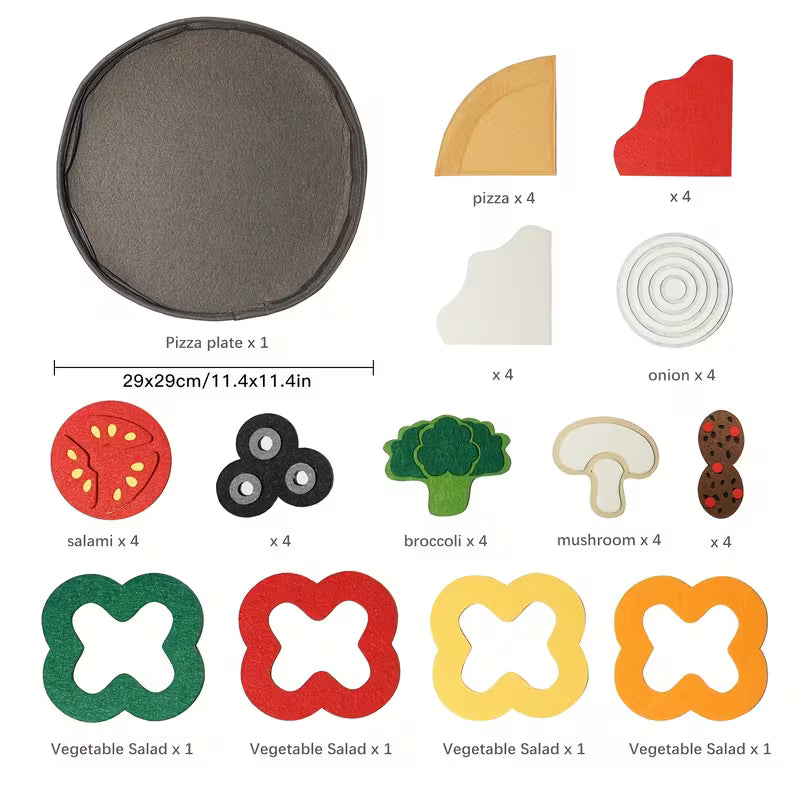41-Piece Children's Pizza Toy Set Felt