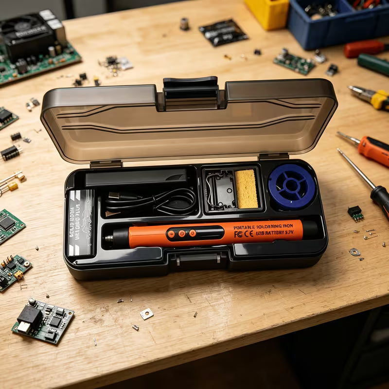 LCD Display Portable Electric Soldering, 6-in-1 Set Including Stand, with Storage Toolbox