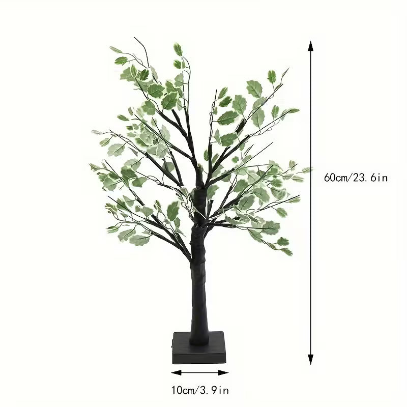 1pc Modern Birch Tree Table Lamp with USB/Adjustable Branches & Leaf Suitable for Christmas